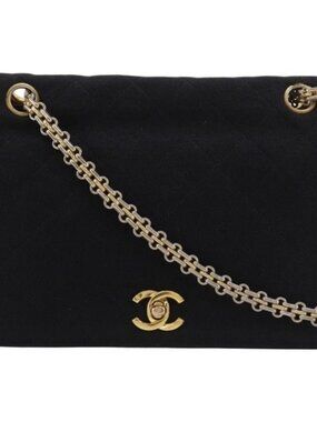 CHANEL ChainShoulder Shoulder Bag Matelasse black cotton Women
